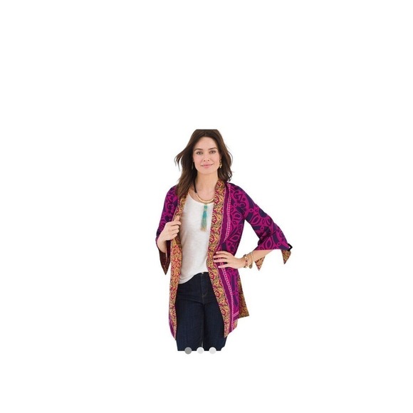 Chico’s Reversible Kimono Top Jacket Duster Silky Smooth Open Front Size 0 - S/4 - Picture 2 of 16